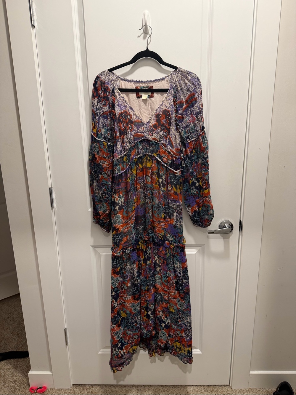 Maeve Multicolor Floral Maxi Dress with Purple and Orange Accents
